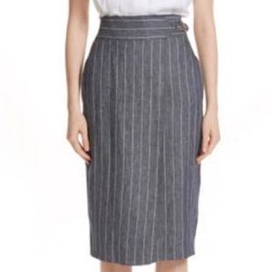MaxMara Women’s Gray Lined Belted Knee Length Midi Pencil Skirt Size 6